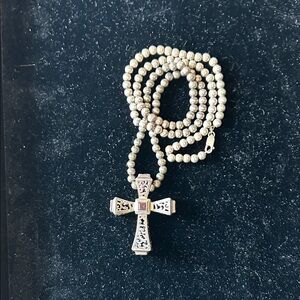 Elegant Barse2000 Sterling Silver Cross Pendant Necklace